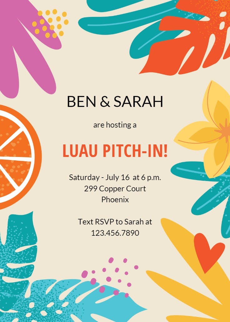 Sunkissed soiree - luau party invitation